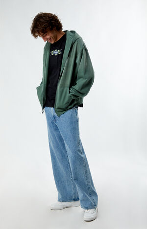 Green Heavyweight Spray Full Zip Hoodie image number 3