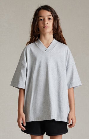 Essentials Light Heather Grey V-Neck T-Shirt image number 2