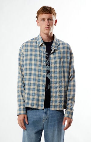 Plaid Cropped Flannel  Long Sleeve Shirt
