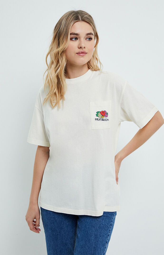 fruit of the loom white pocket tees
