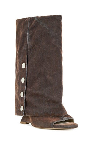 Women's Tinseled Orange Peep Toe Booties image number 2