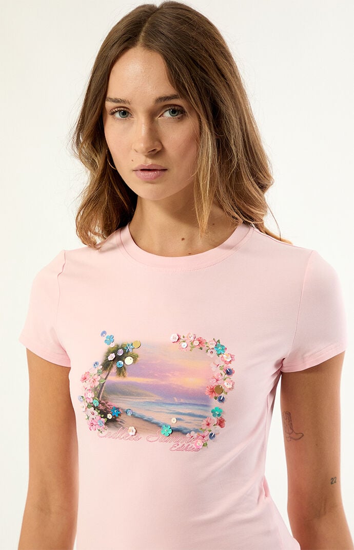 Edikted Beach Babe Sequin T-Shirt