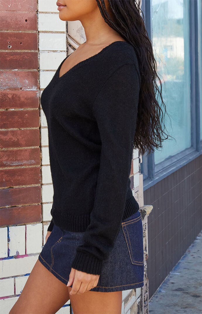 John Galt Black V-Neck Sweater