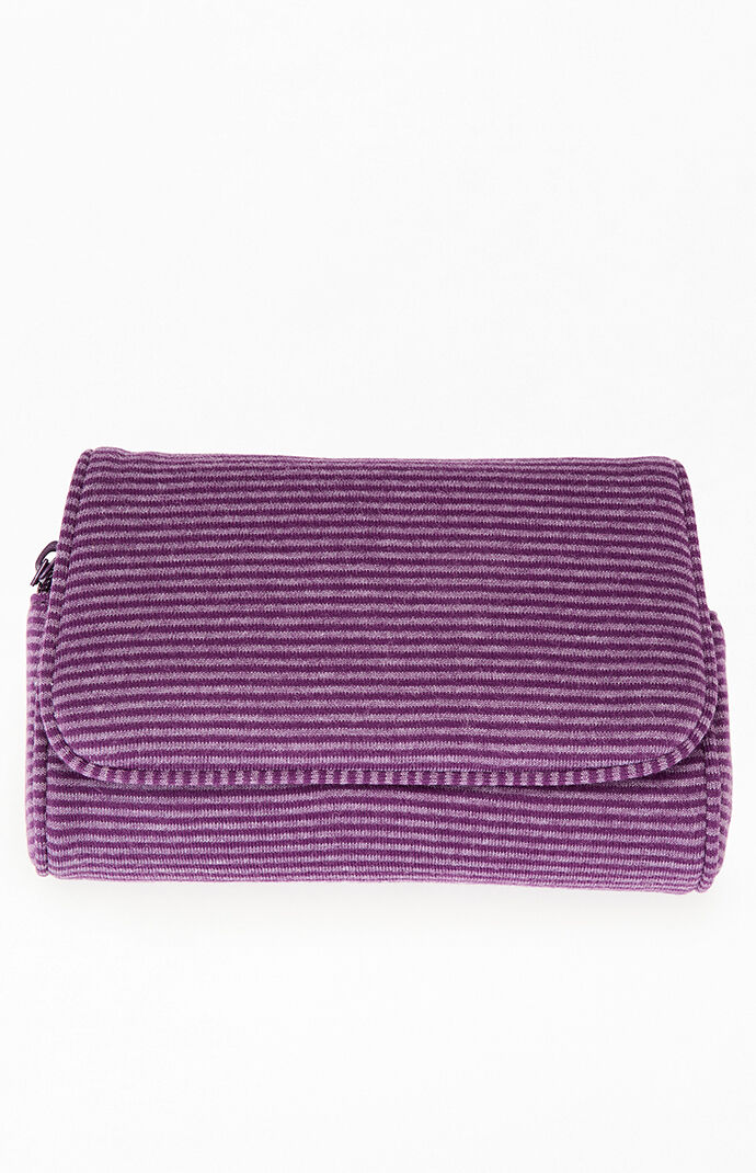 John Galt Violet Striped Makeup Bag