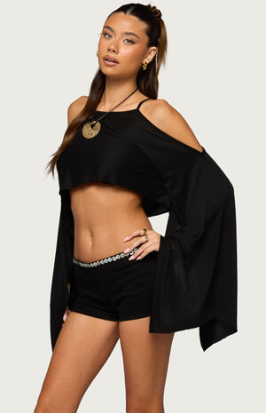 Ivanna Cutout Cape Cropped Top image number 2