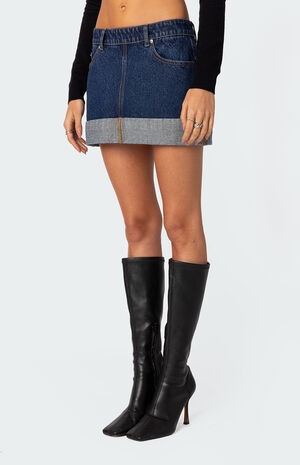 Off Duty Folded Denim Mini Skirt image number 3
