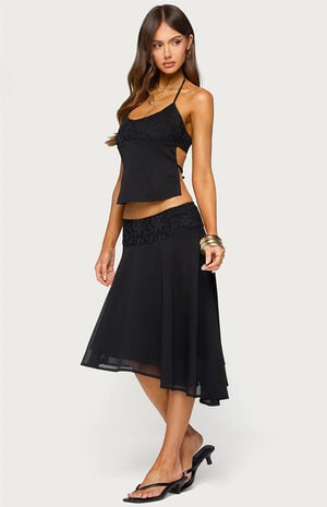 Evia Lace Asymmetric Midi Skirt image number 4
