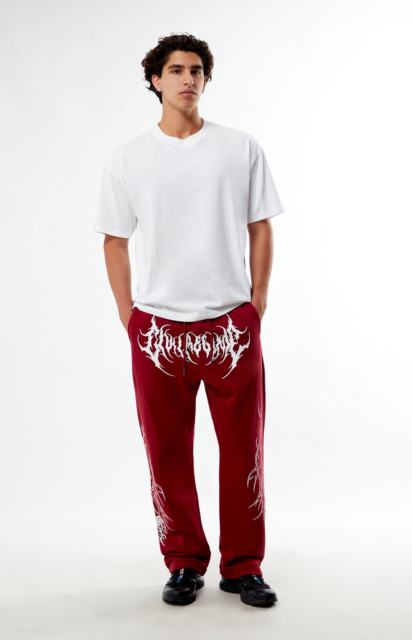 ボトムスその他 [NICEGHOSTCLUB]LOGO SWEAT LAYERED PANTS_BURGUNDY(NG2DFUPA9 MUSINSA | NICE GHOST CLUB LOGO SWEAT LAYERED PANTS_BURGUNDY