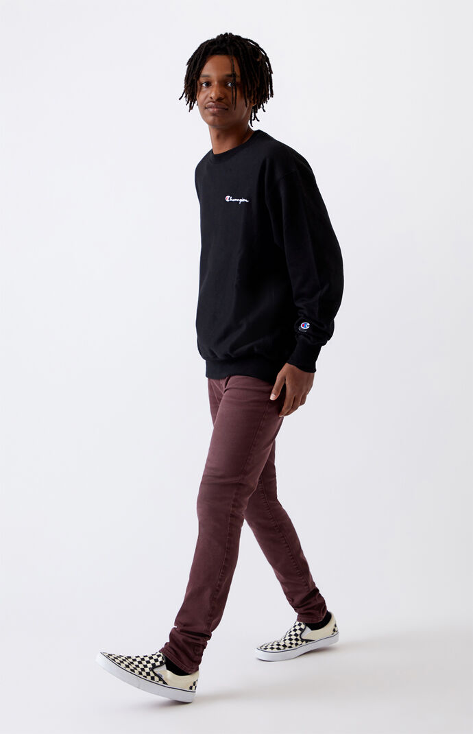 Burgundy Stacked Skinny Jeans