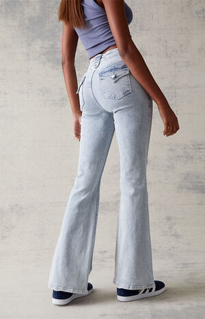 Light Blue Mid Rise Bootcut Jeans image number 2