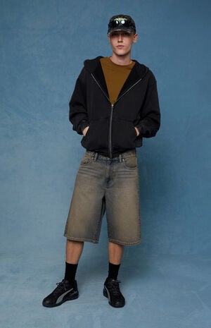 Austin Extreme Baggy Denim Shorts Dark Blue Tint image number 2