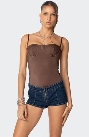 Laurel Shiny Cupped Bodysuit image number 1