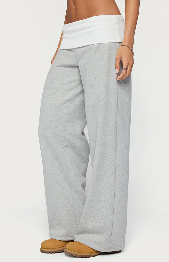Edikted Idha Contrast Foldover Baggy Sweatpants