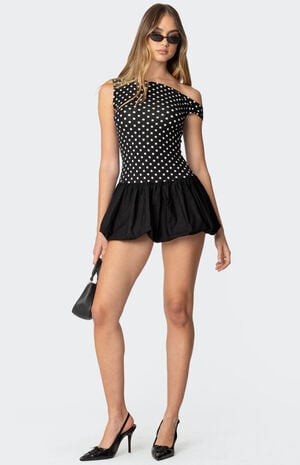 Polka Dot Asymmetric Bubble Skirt Mini Dress image number 1