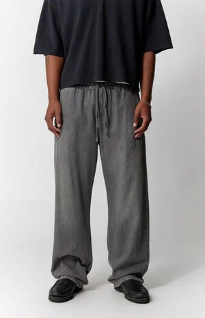 Gray Straight Drawstring Pants image number 2