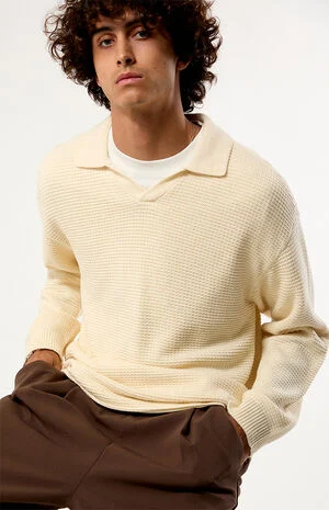 Cream Vaughn Polo Sweater image number 4