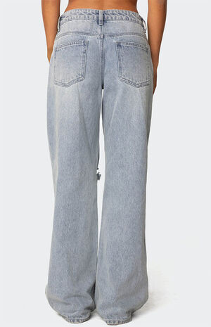 Adam Distressed Wide Leg Jeans image number 5