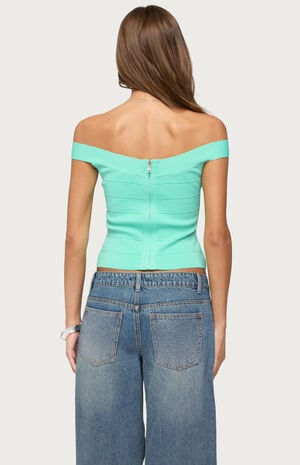 Niva Off Shoulder Bandage Knit Top image number 3