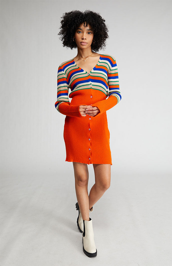 Daisy Street Striped Knit Mini Dress 
