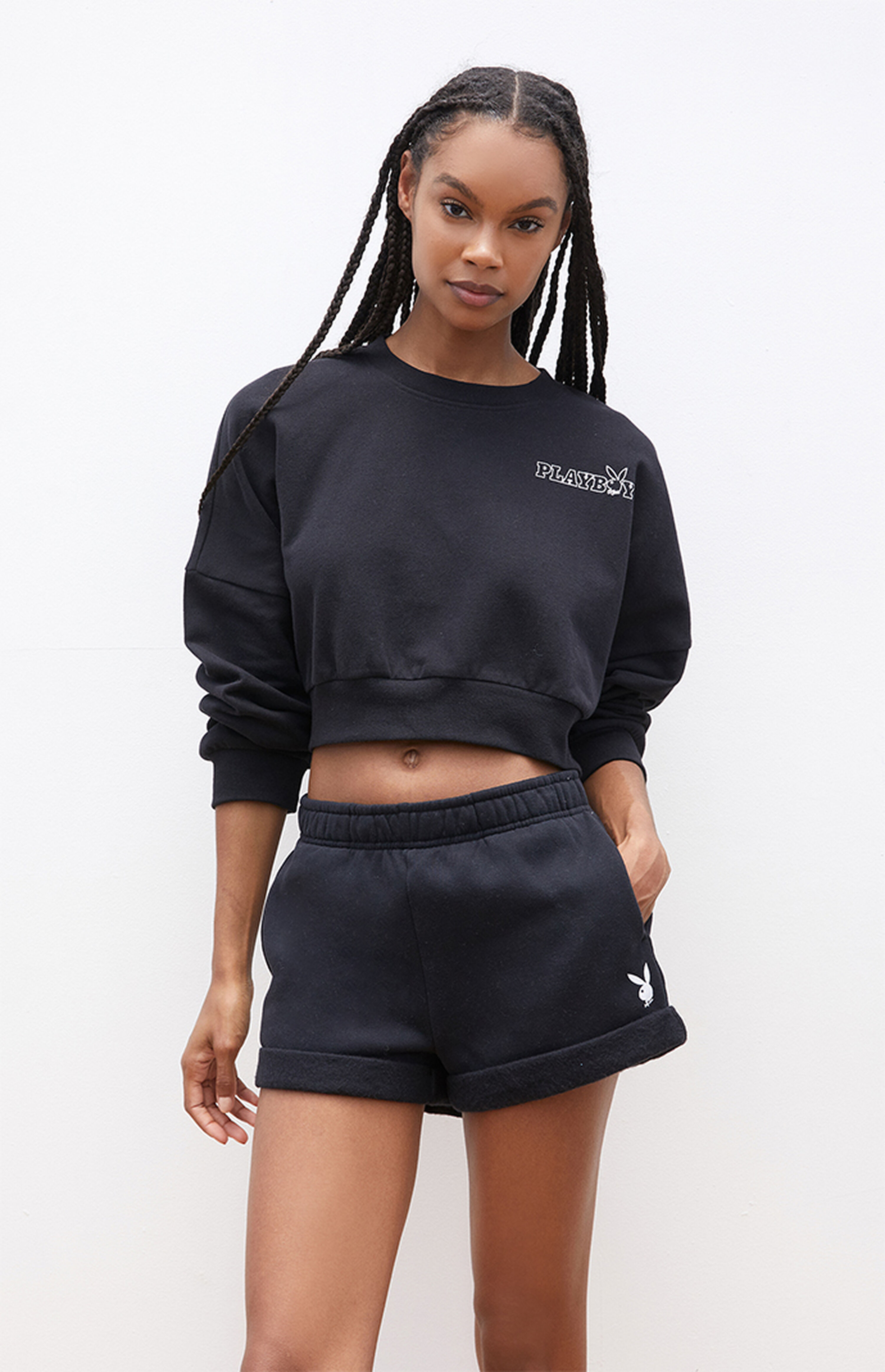 Playboy By PacSun Bunny Rolled Sweat Shorts PacSun