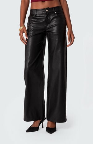 Faux Leather Straight Leg Pants image number 1