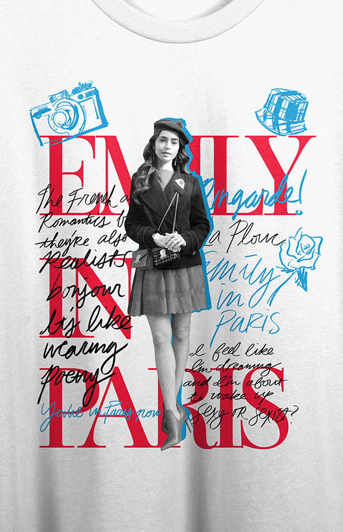 Emily in Paris×épine photograph long tee Emily in Paris Womens T-Shirt in White | Sketched Parisian