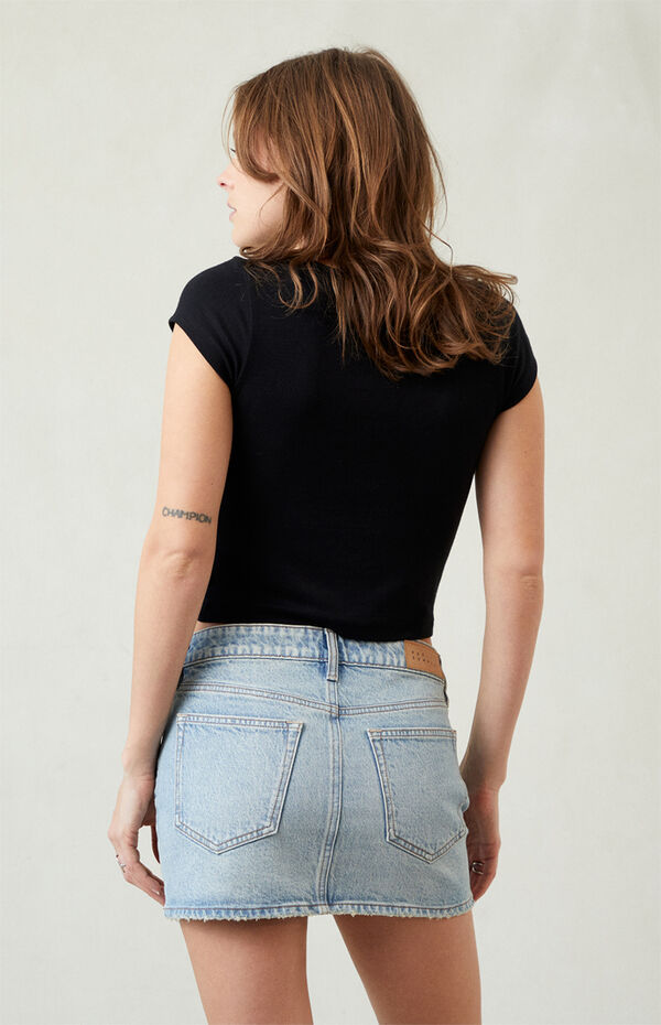 Pacsun Bella Stretch Light Indigo Mid Rise Denim Mini Skirt