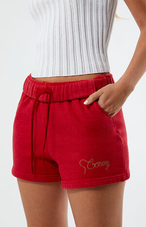 Red Knit Lounge Sweat Shorts image number 2