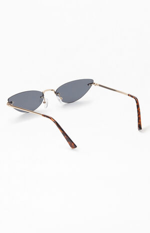 Black Narrow Metal Cat Eye Sunglasses