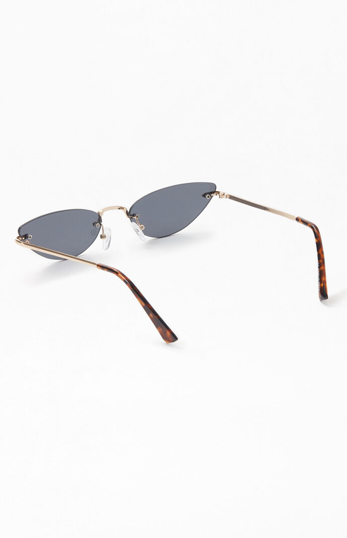 Black Narrow Metal Cat Eye Sunglasses