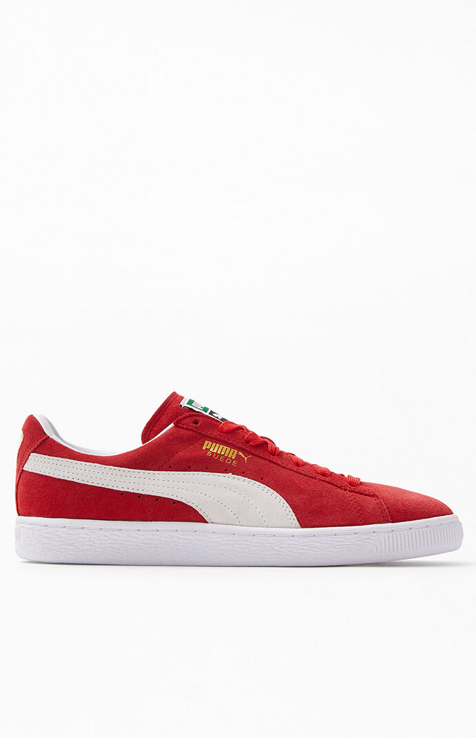 Puma Suede Classic Red and White Shoes at PacSun.com