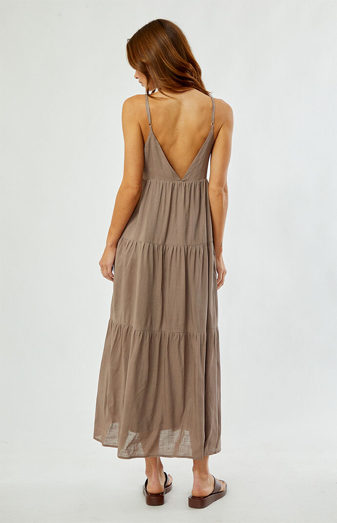 Rhythm Taupe Classic Tiered Midi Dress
