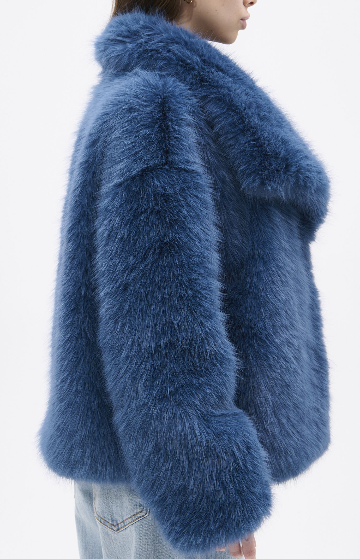 AZALEA WANG Regina Sky Blue Faux Fur Coat
