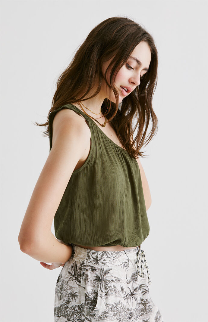 Bubble Hem One Shoulder Top