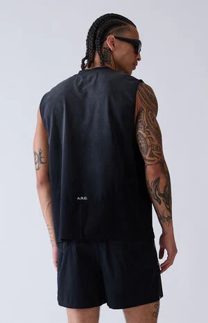 Black Vintage Wash Form Muscle T-Shirt image number 4