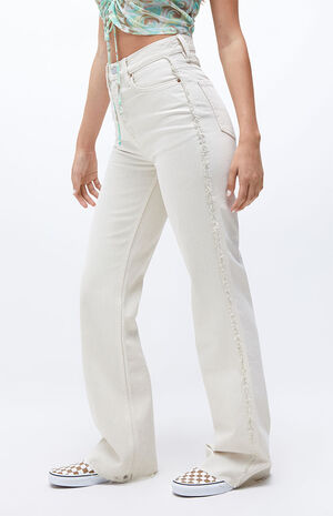 Eco Beige High Waisted Bootcut Jeans image number 1