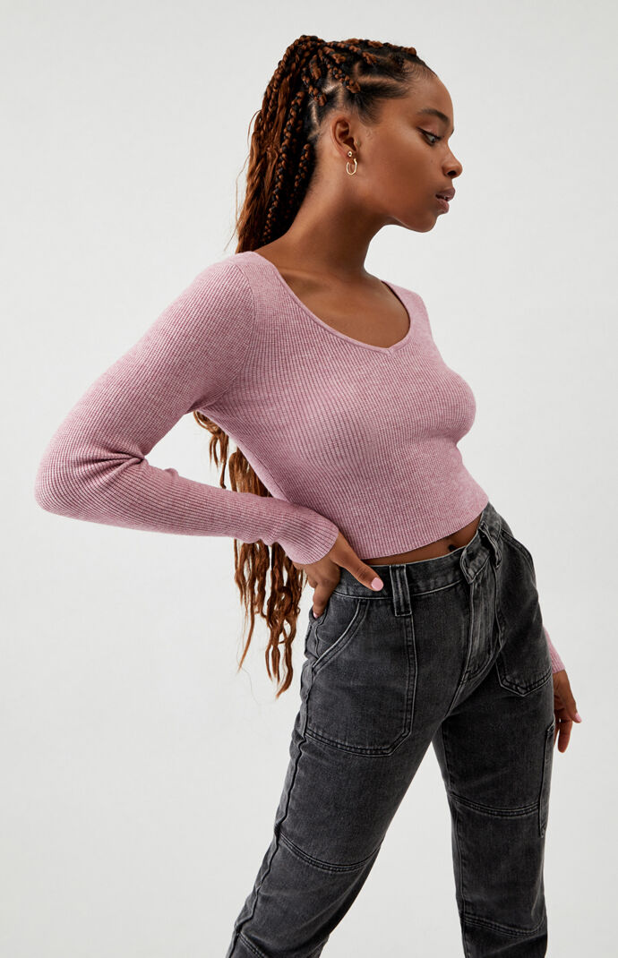 Waffle V-Neck Sweater