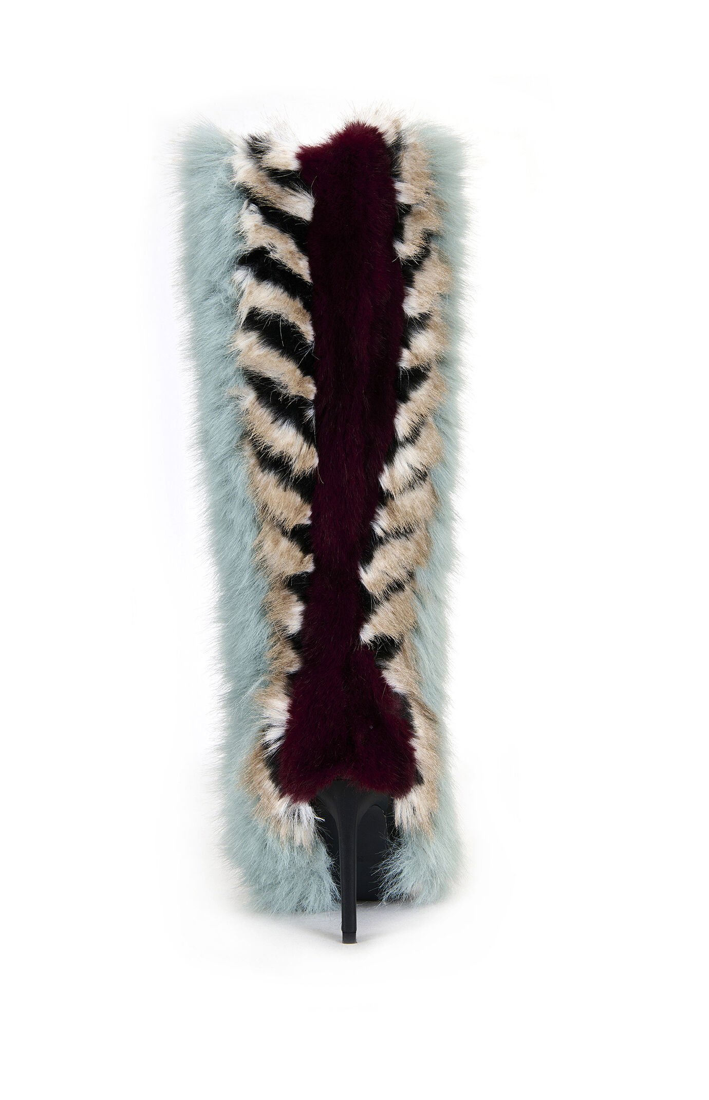 AZALEA WANG Upsella Blue Faux Fur Stiletto Boots