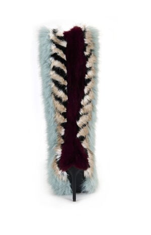 Upsella Blue Faux Fur Stiletto Boots image number 3