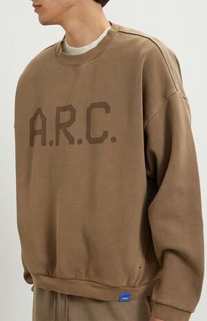 Brown Vintage Wash Heavyweight Fleece Crew Neck Sweatshirt image number 3