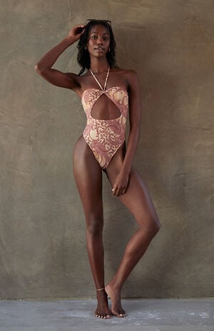 Paisley Raquel Strapless One Piece Swimsuit image number 4