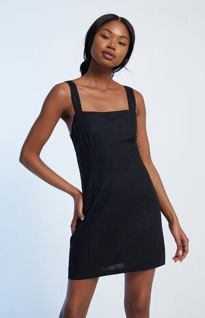 Tie Back Linen Mini Dress image number 2