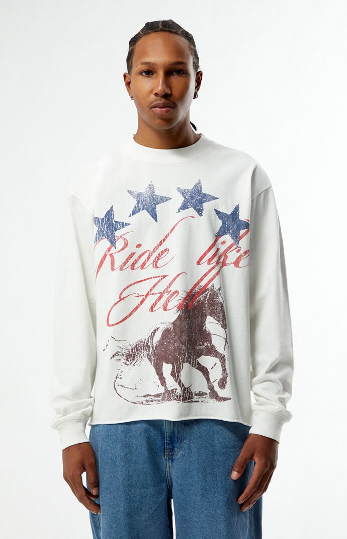 Pacsun Ride Like Hell Cropped Long Sleeve T-Shirt