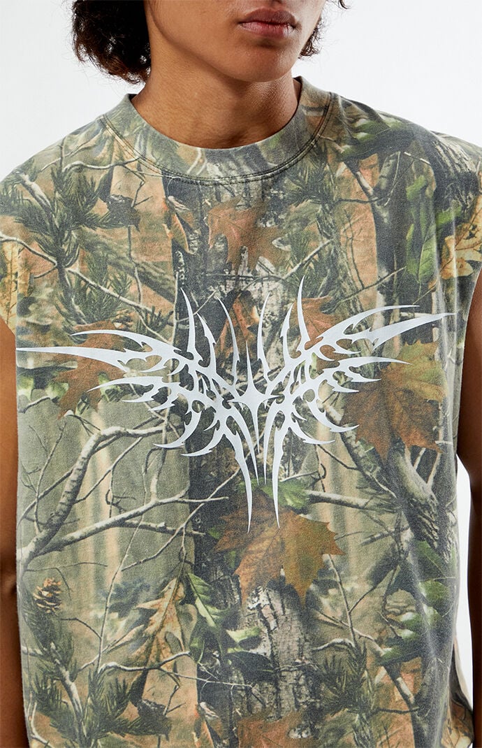 Pacsun Cyber Wings Camo Cutoff T-Shirt