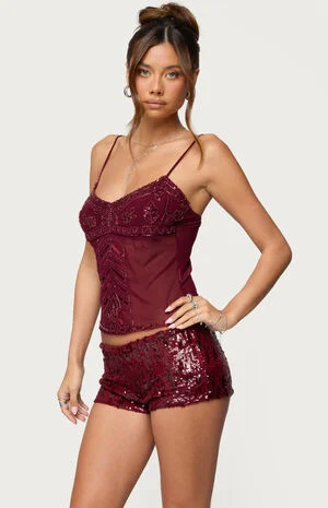 Azelia Beaded Sheer Chiffon Top image number 2