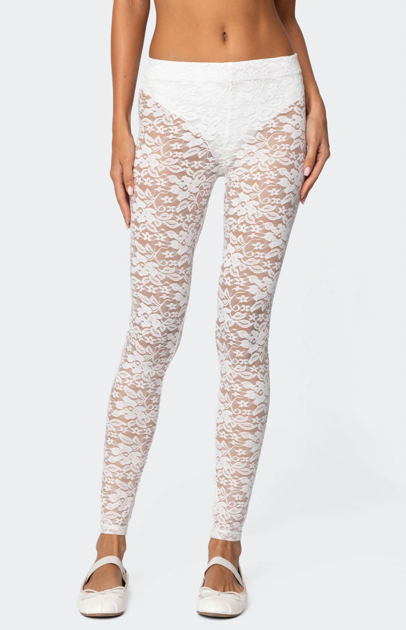 Sheer white leggings on sale