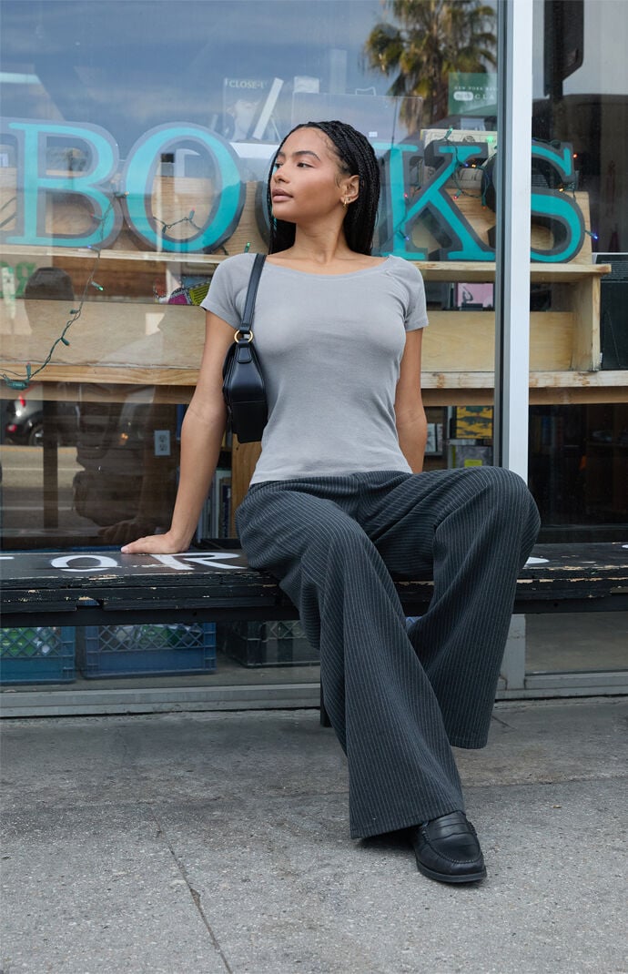 John Galt Light Gray Ginny Off-The-Shoulder Top