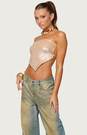 Sequin Backless Triangle Top image number 2