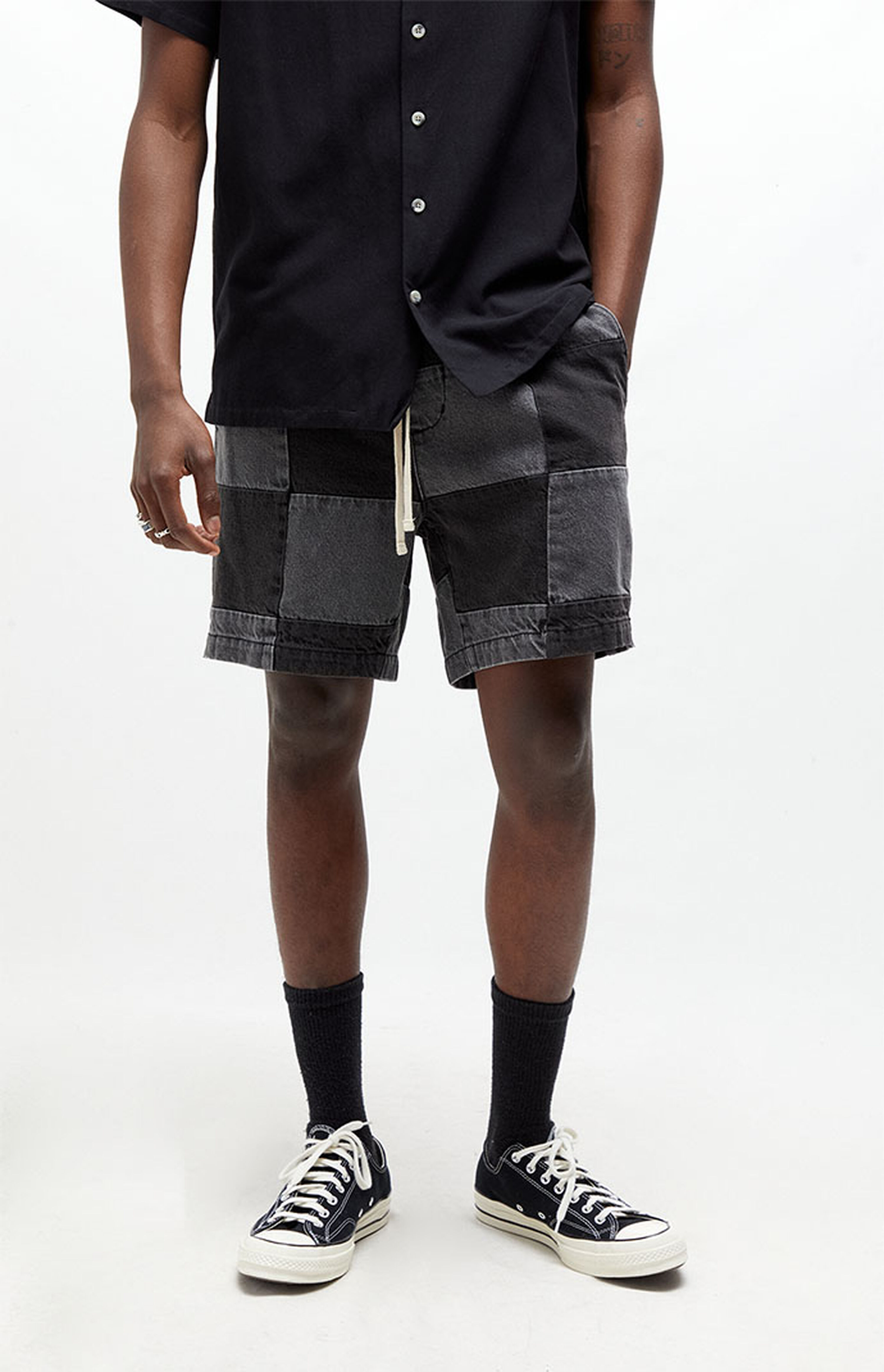 PacSun Jason Denim Patchwork Volley Shorts PacSun