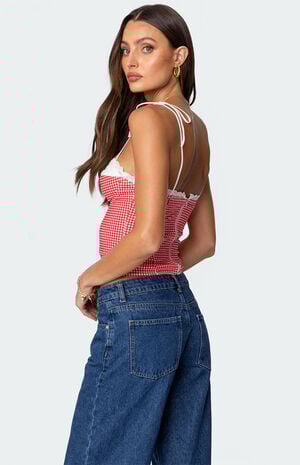 Peekaboo Lacey Gingham Corset image number 4